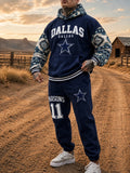 Unisex Casual Football Print Hoodies Set
