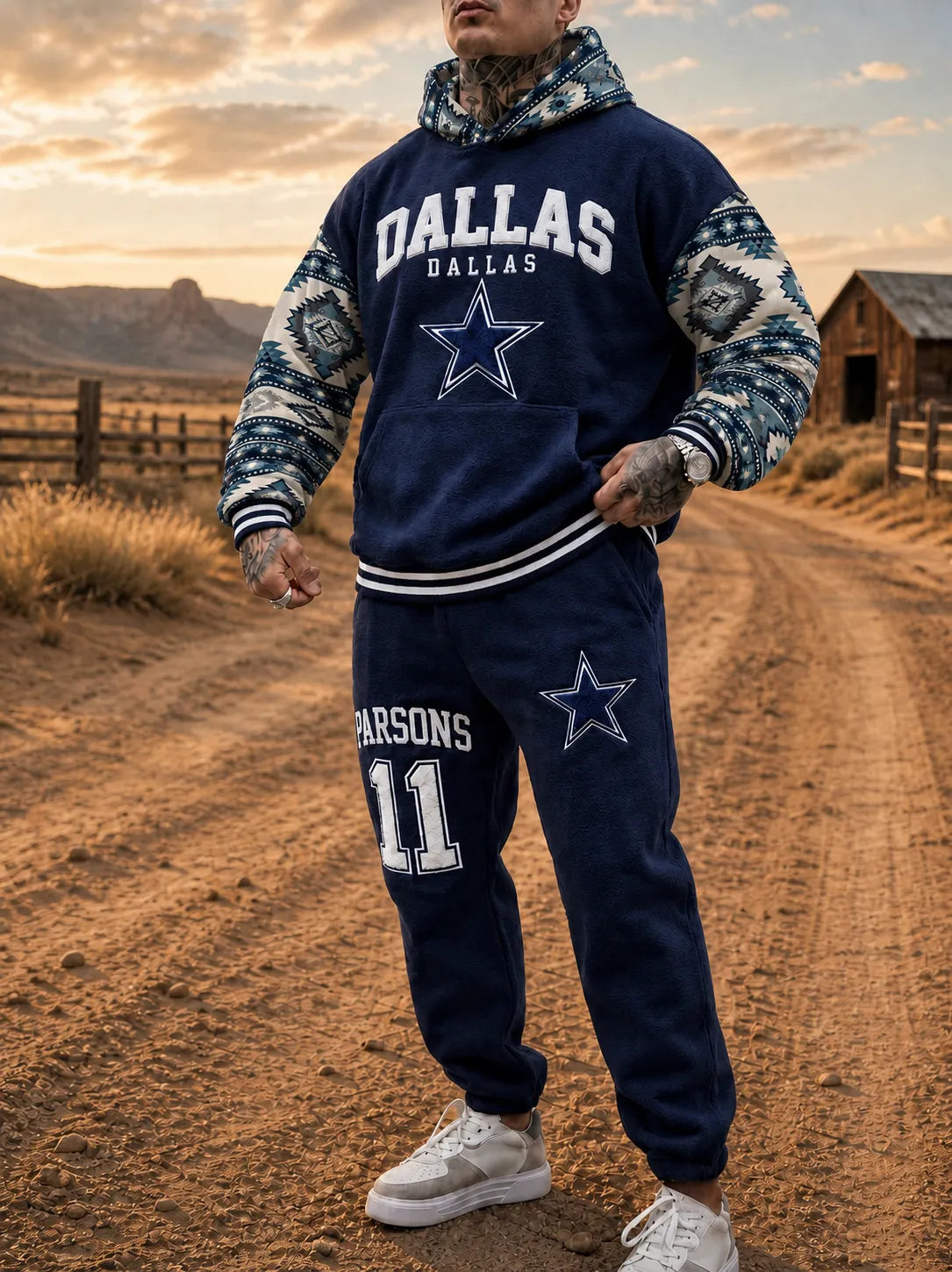 Unisex Casual Football Print Hoodies Set