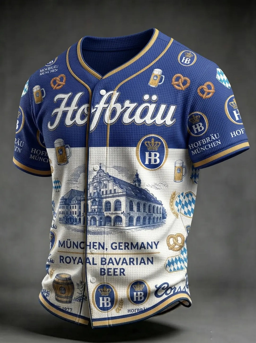 Men's Beer Print Short-Sleeve Shirt