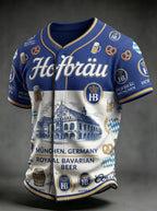Men's Beer Print Short-Sleeve Shirt