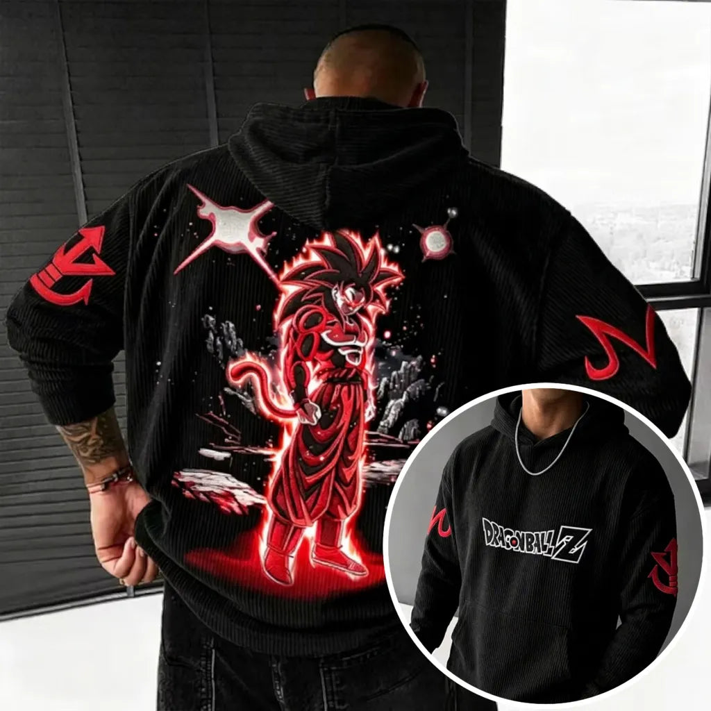 Unisex Oversized Casual Anime-print Corduroy Hoodie