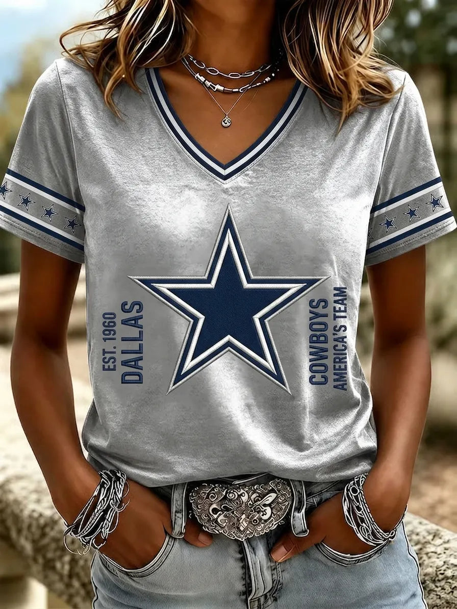 Women's Casual Football Print T-Shirt