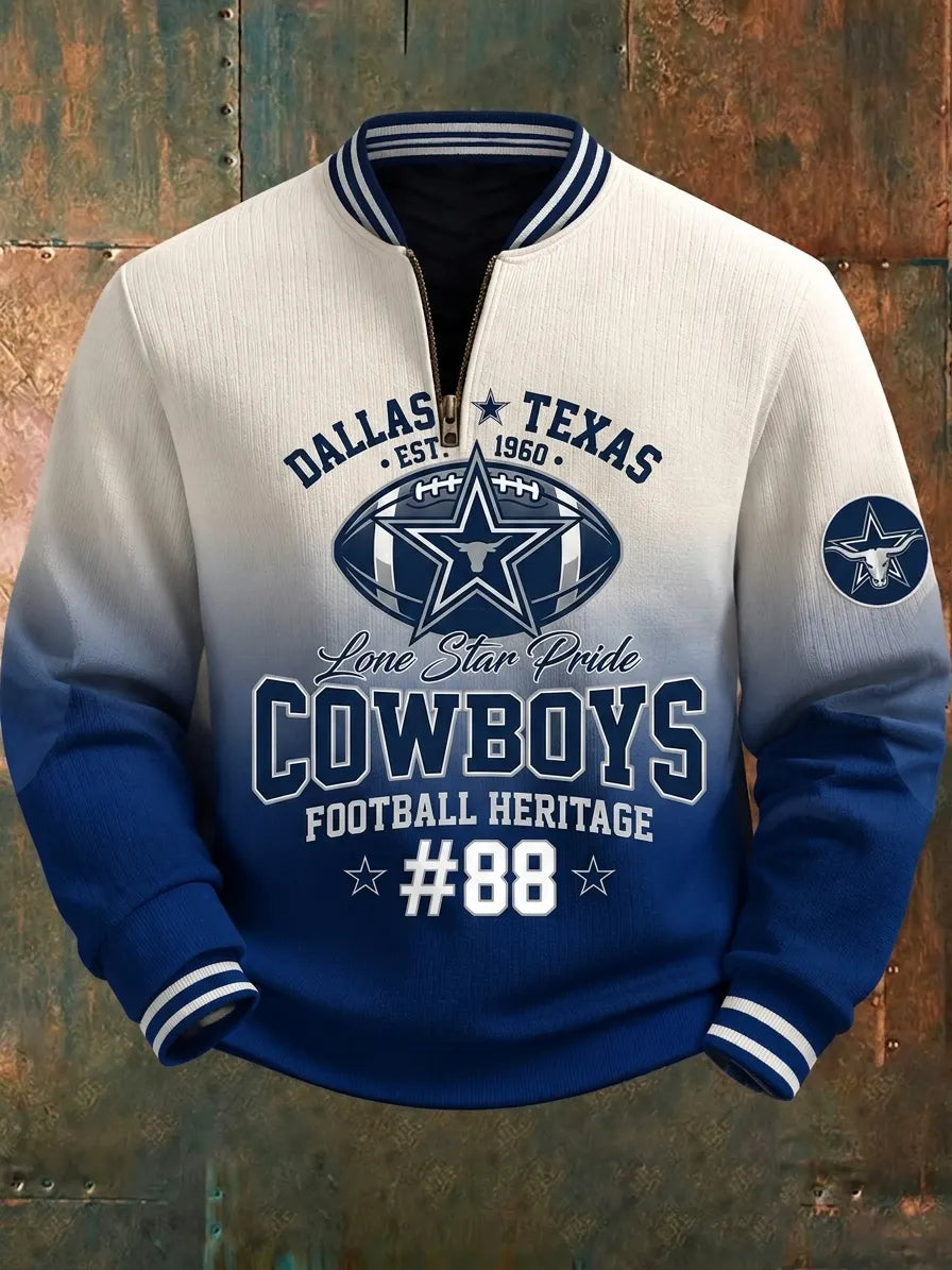 Men's Football- Cowboy Print Crewneck Sweatshirt