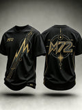Men's Casual T-Shirt with Music-Themed Print