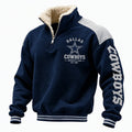 Men's Navy Blue Quarter-Zip Fleece-Lined Sweatshirt With Star Graphic