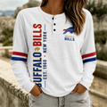 Buffalo Classic Henley Long Sleeve – Retro Varsity Print Since 1960