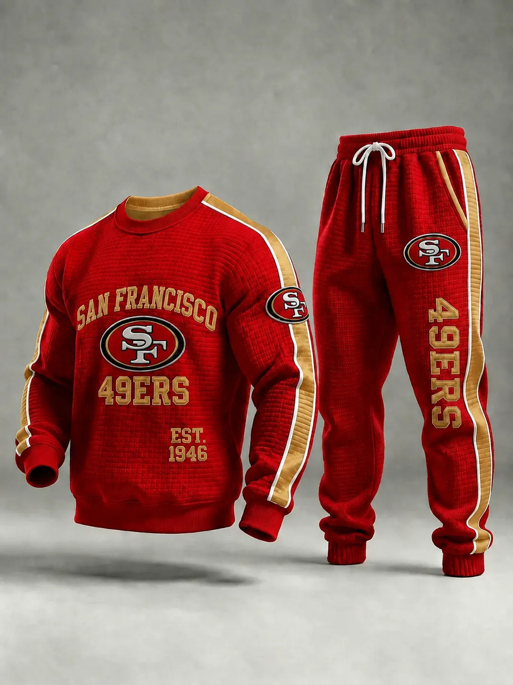 Unisex Casual Football Print Sweatershirt Set