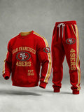 Unisex Casual Football Print Sweatershirt Set