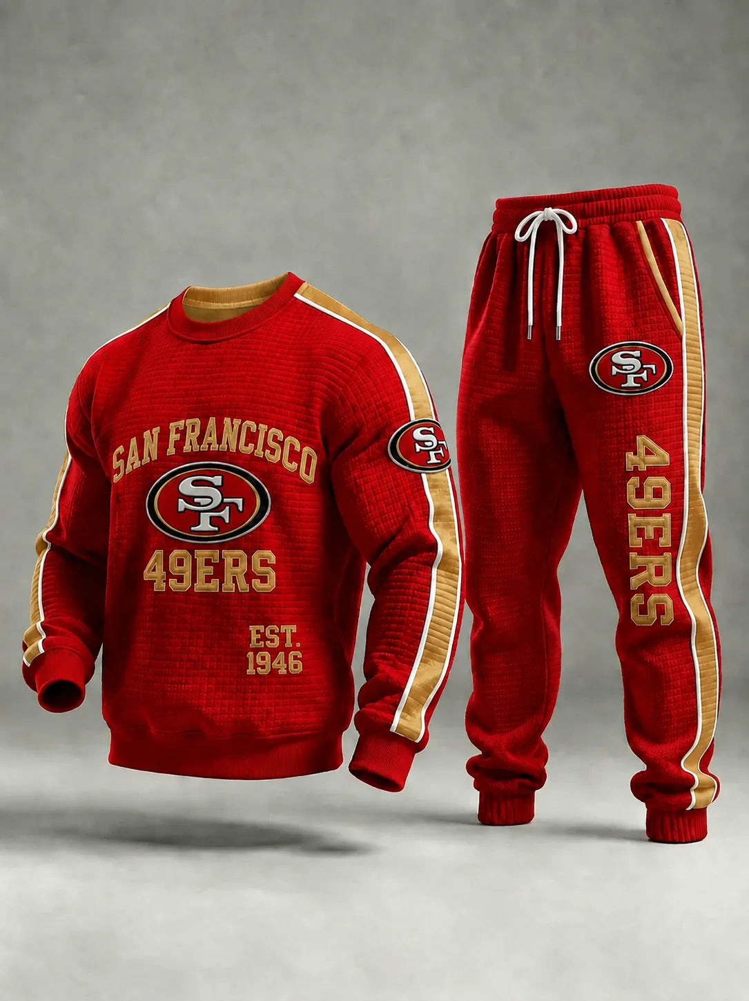 Unisex Casual Football Print Sweatershirt Set