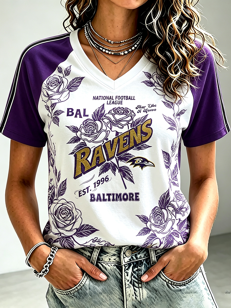 Women's Football Fan V-Neck T-Shirt