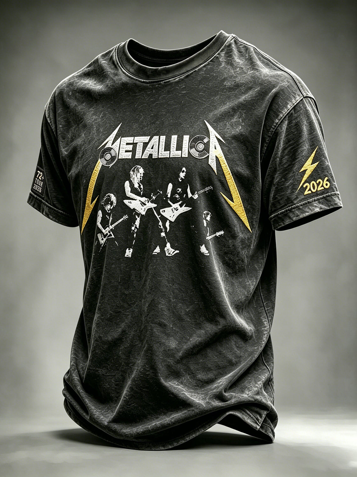 Men's Short-Sleeve T-Shirt with Music Tour Print