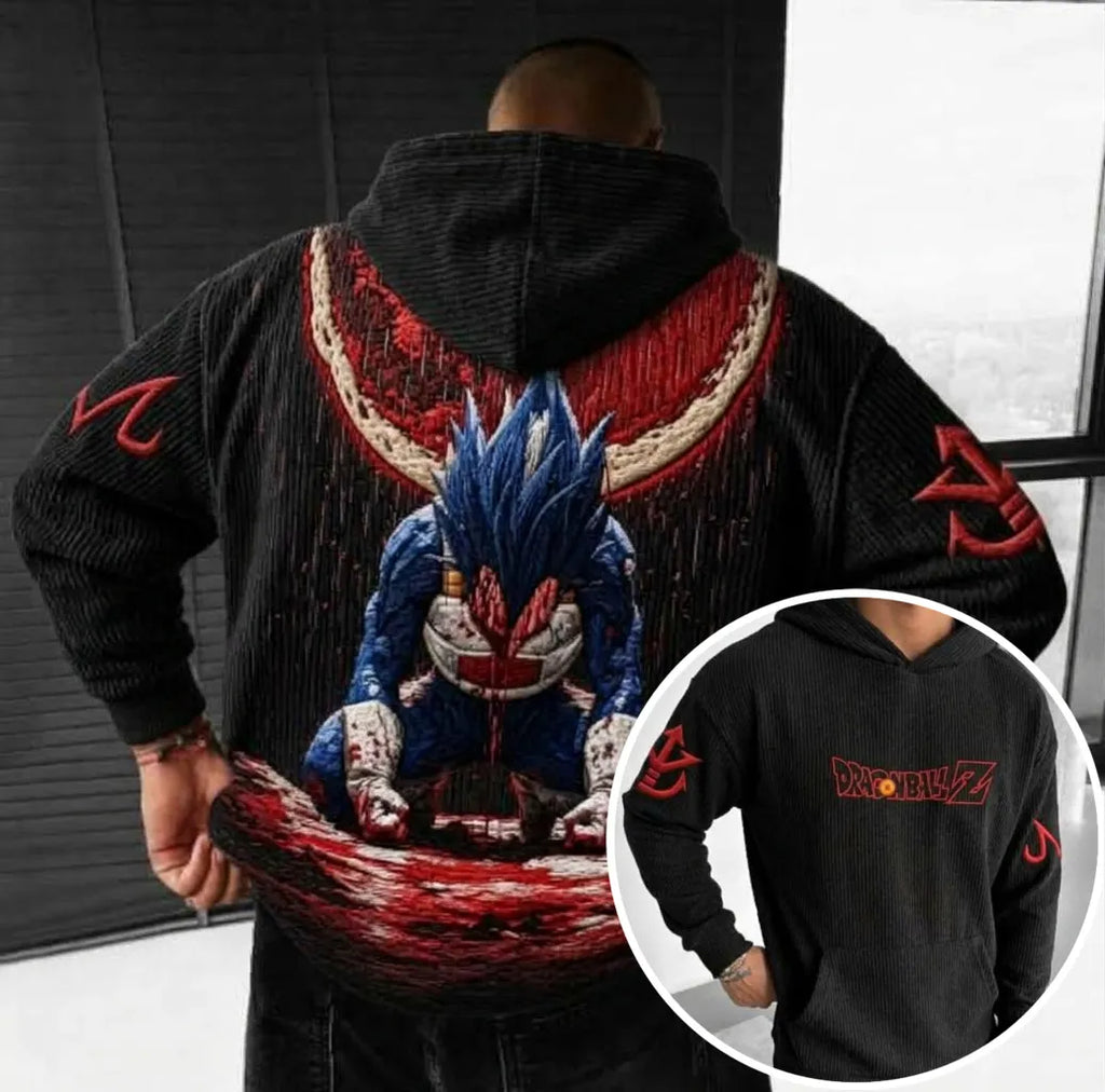 Unisex Oversized Casual Anime-print Corduroy Hoodie