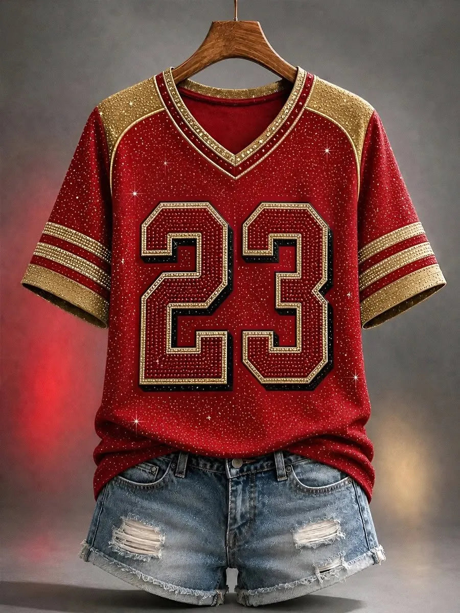 Women's Casual Football Print T-Shirt