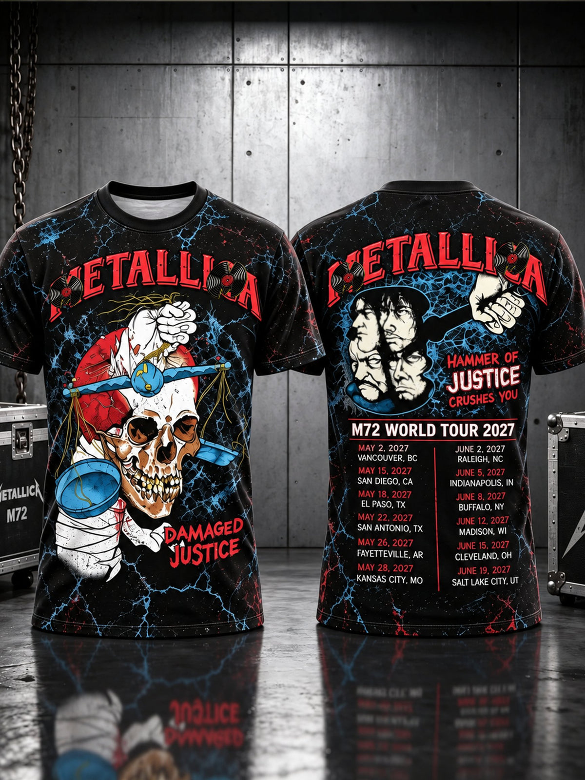 Men's Short-Sleeve T-Shirt with Music Tour Print