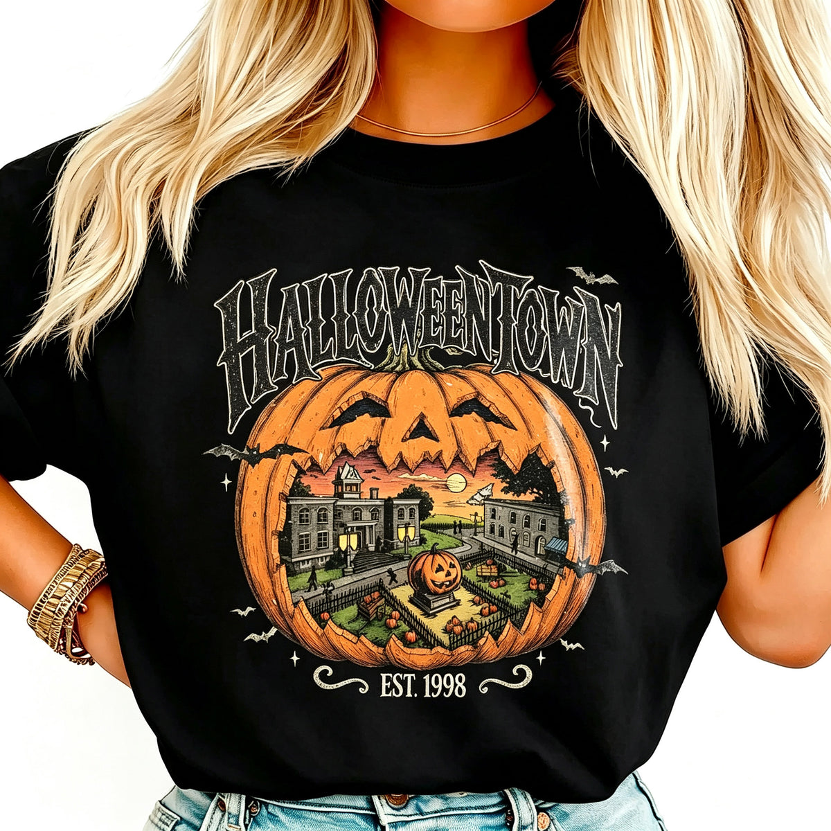 Halloweentown Pumpkin Retro Halloween Graphic T‑Shirt