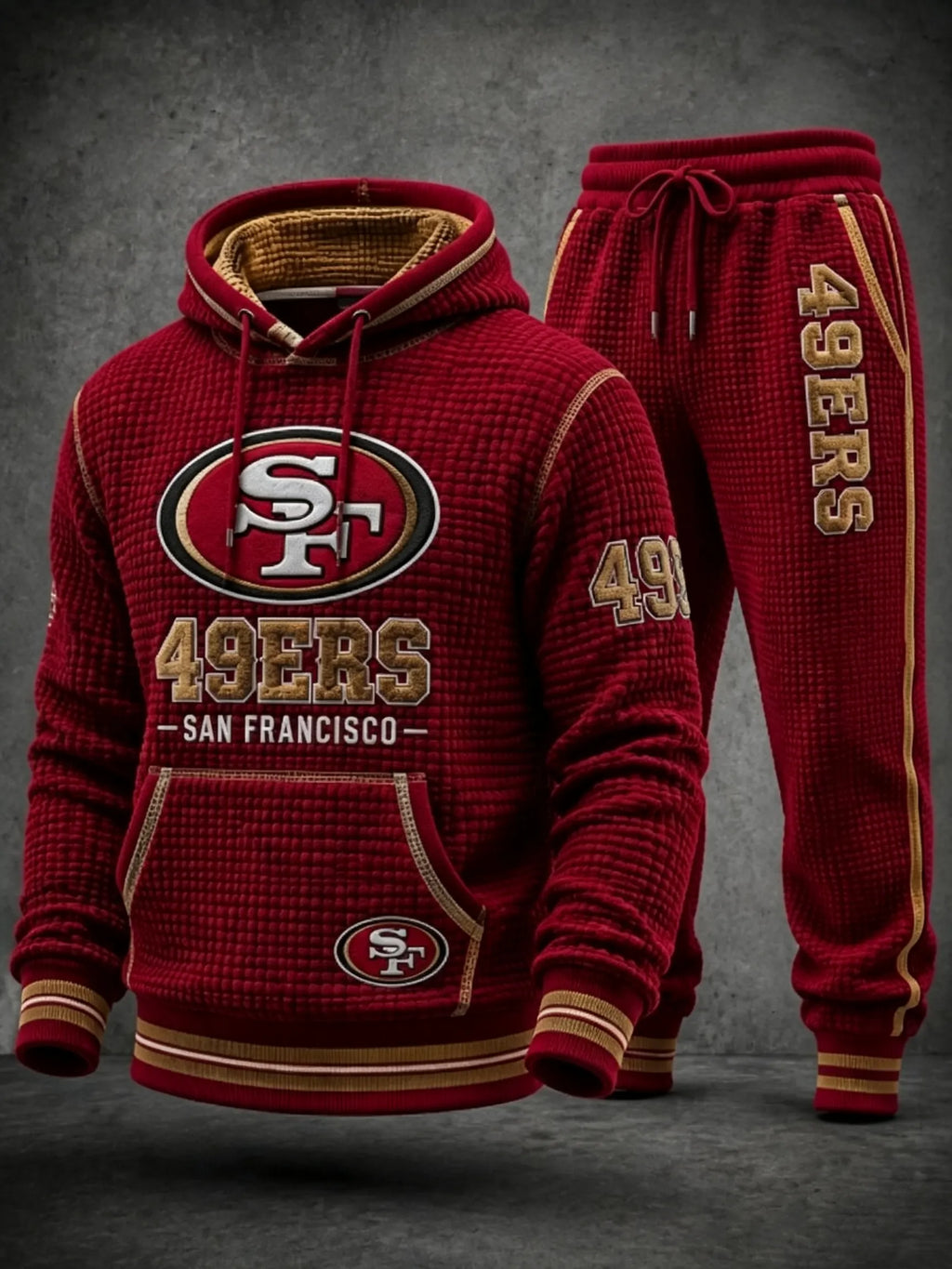 Football Premium Cotton-Blend Waffle Knit Hoodie And Jogger Set