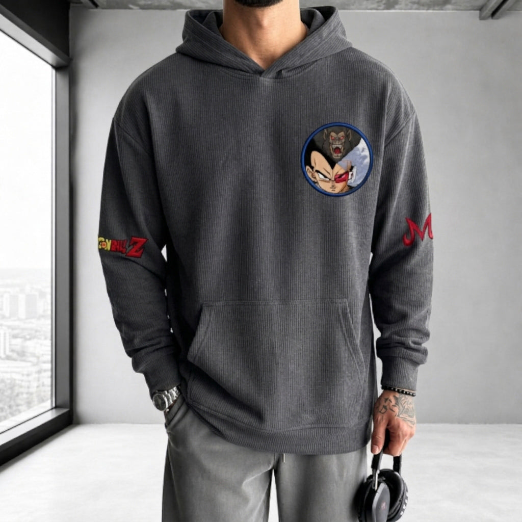 Unisex Oversized Casual Anime-print Corduroy Hoodie