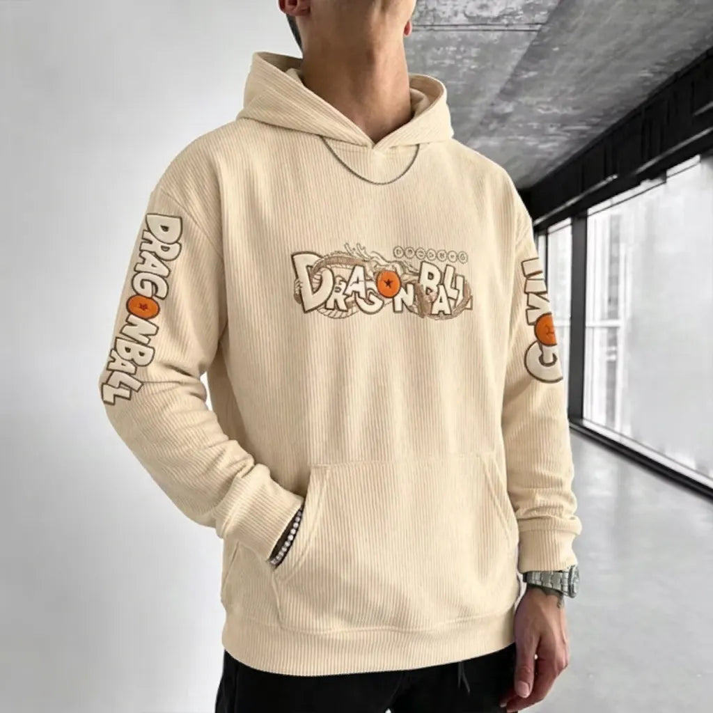 Unisex Oversized Casual Anime-print Corduroy Hoodie