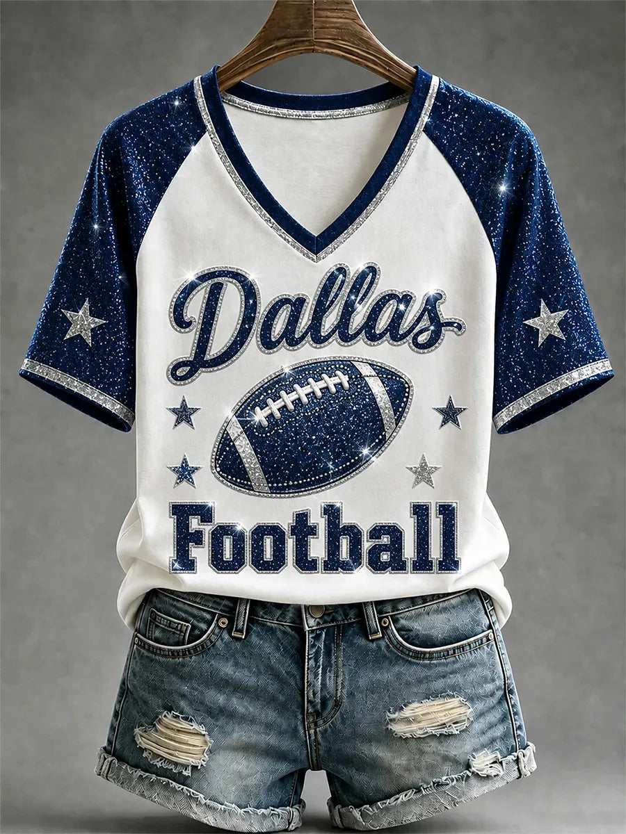 Women's Casual Football Print T-Shirt