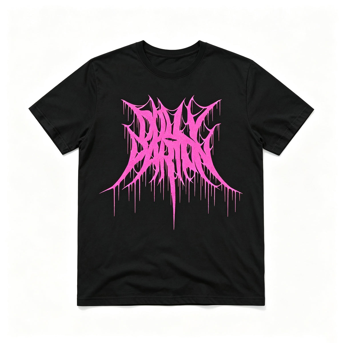 Dolly Parton Pink Death Metal Font Graphic Tee
