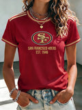 Women's Casual Football Print T-Shirt