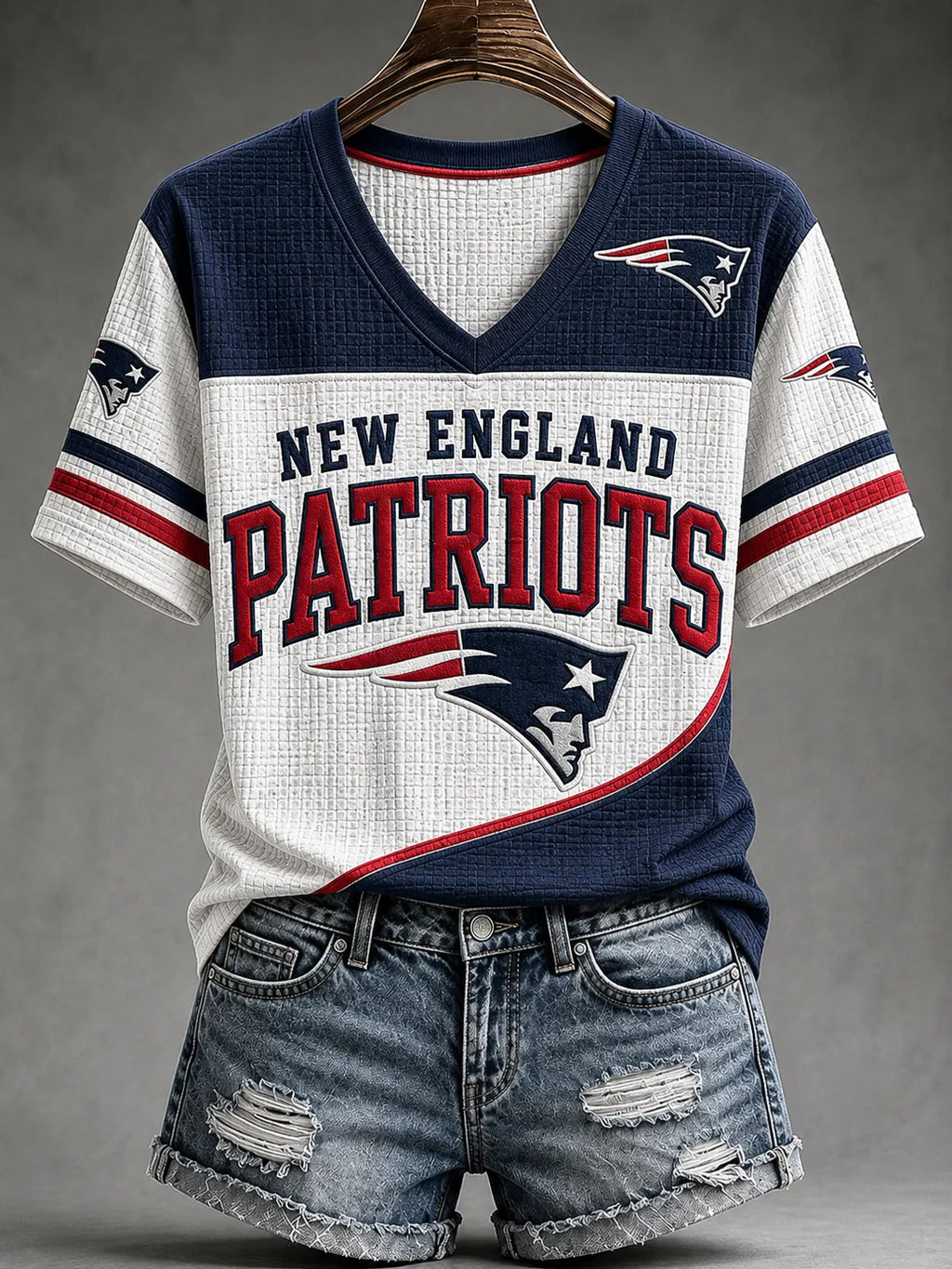 Women's Casual V-Neck Textured Sports Top
