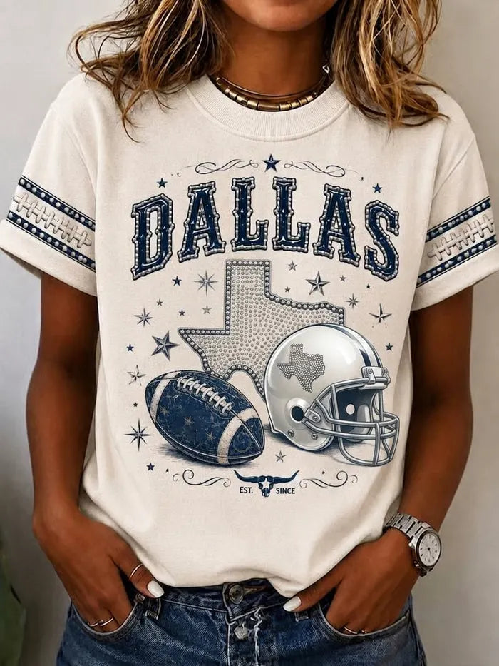 Women's Casual Football Print T-Shirt