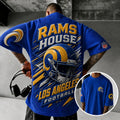 Unisex Rugby Print Loose-Fit Vertical-Stripe Short-Sleeve T-Shirt