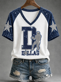 Women's Casual Football Print T-Shirt