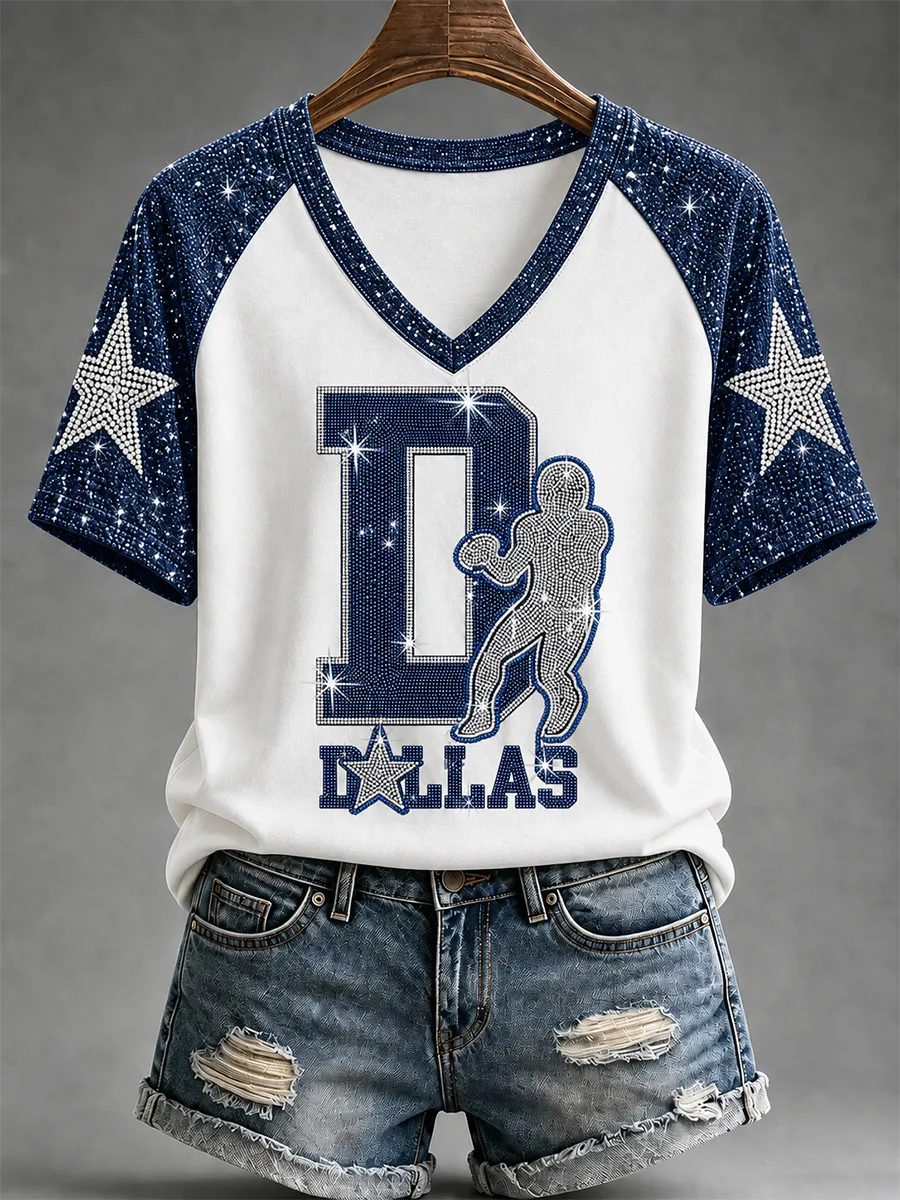 Women's Casual Football Print T-Shirt