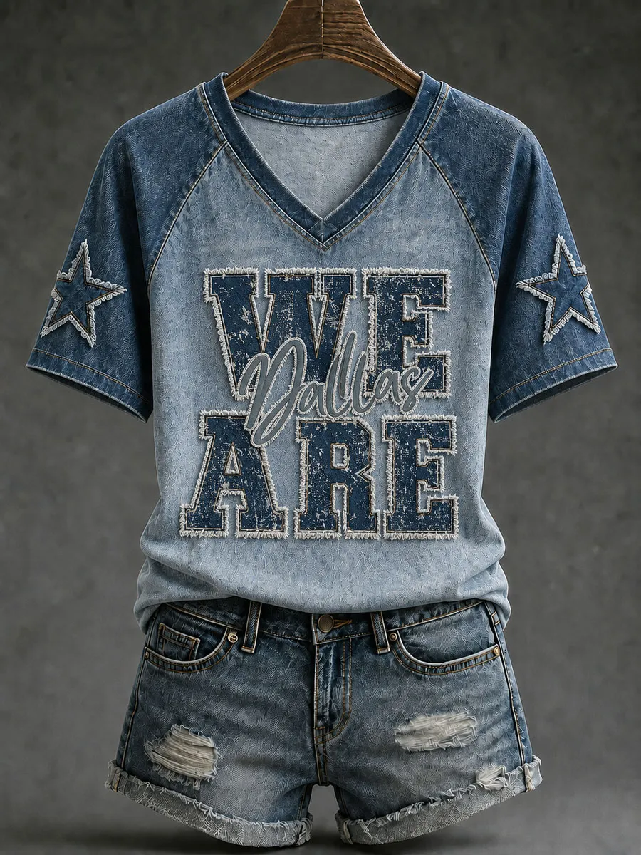 Women's Casual Football Print T-Shirt