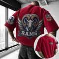 Unisex Loose-Fit Vertical-Stripe Short-Sleeve T-Shirt With Rugby Print