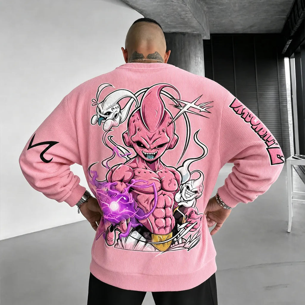 Unisex Retro Corduroy Sweatshirt In Anime Style