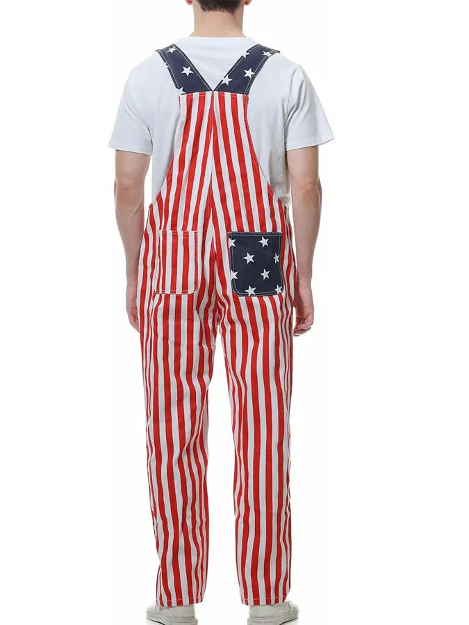 Unisex Retro American Flag Independence Day 250Th Anniversary Edition Classic Print Adjustable Shoulder Strap Strap Pants