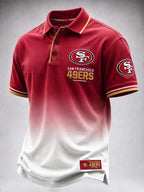 Men's Football Printed Short-Sleeve Polo Shirt