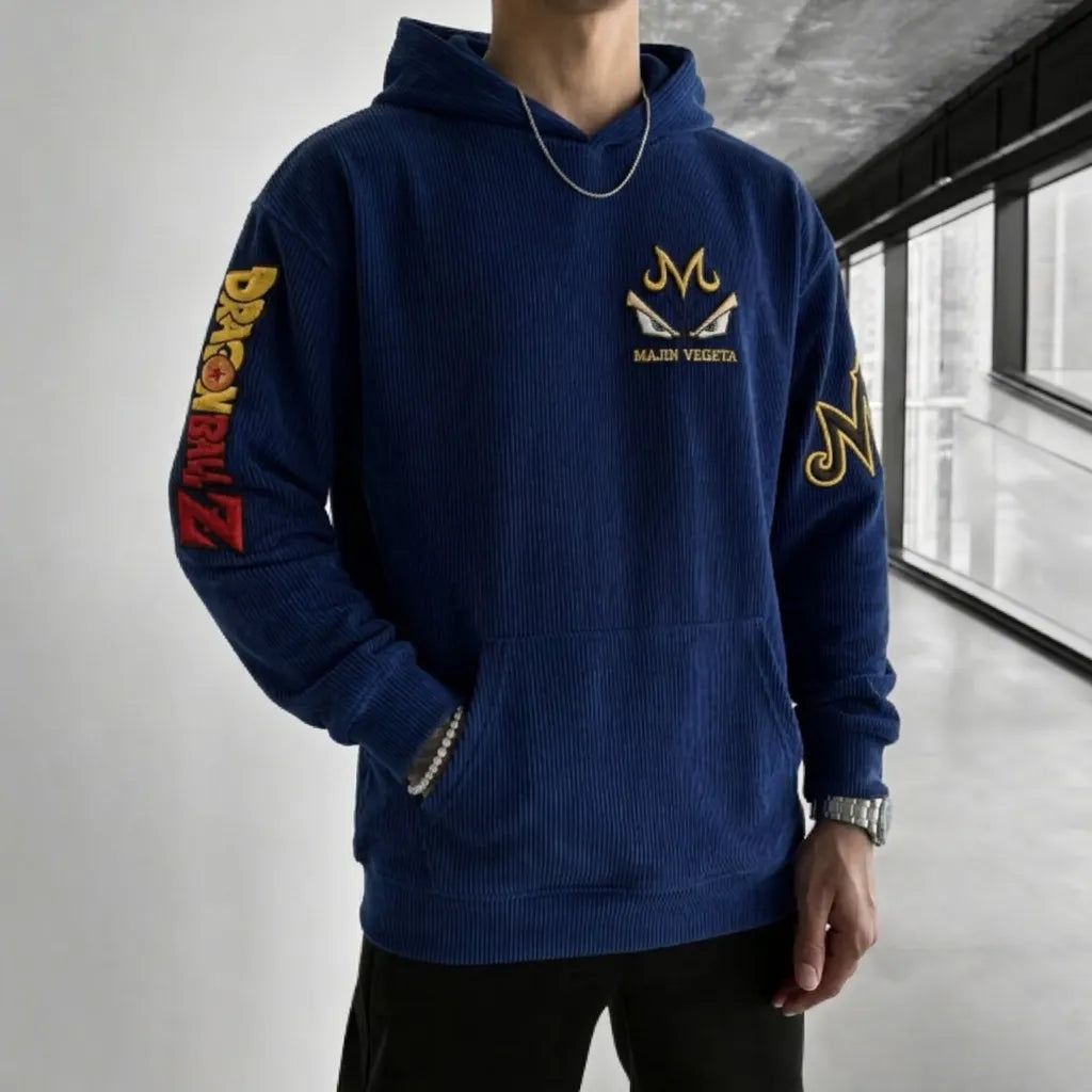 Unisex Oversized Casual Anime-print Corduroy Hoodie