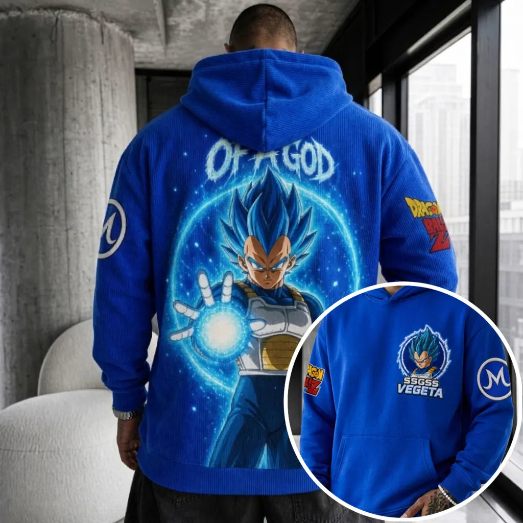 Unisex Oversized Casual Anime-print Corduroy Hoodie