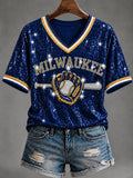 Women's Baseball Print T-Shirt