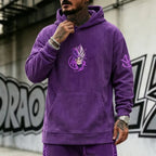 Unisex Oversized Casual Anime-print Corduroy Hoodie