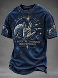 Men's Live Long And Prosper Print Round Neck T-shirt