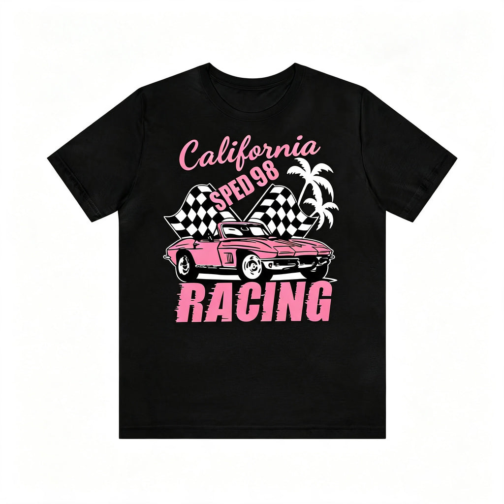Retro Western Cowgirl California Racing Vintage Car Tee
