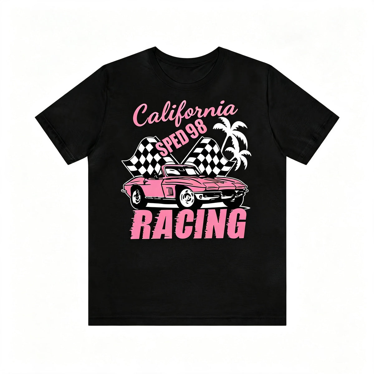 Retro Western Cowgirl California Racing Vintage Car Tee