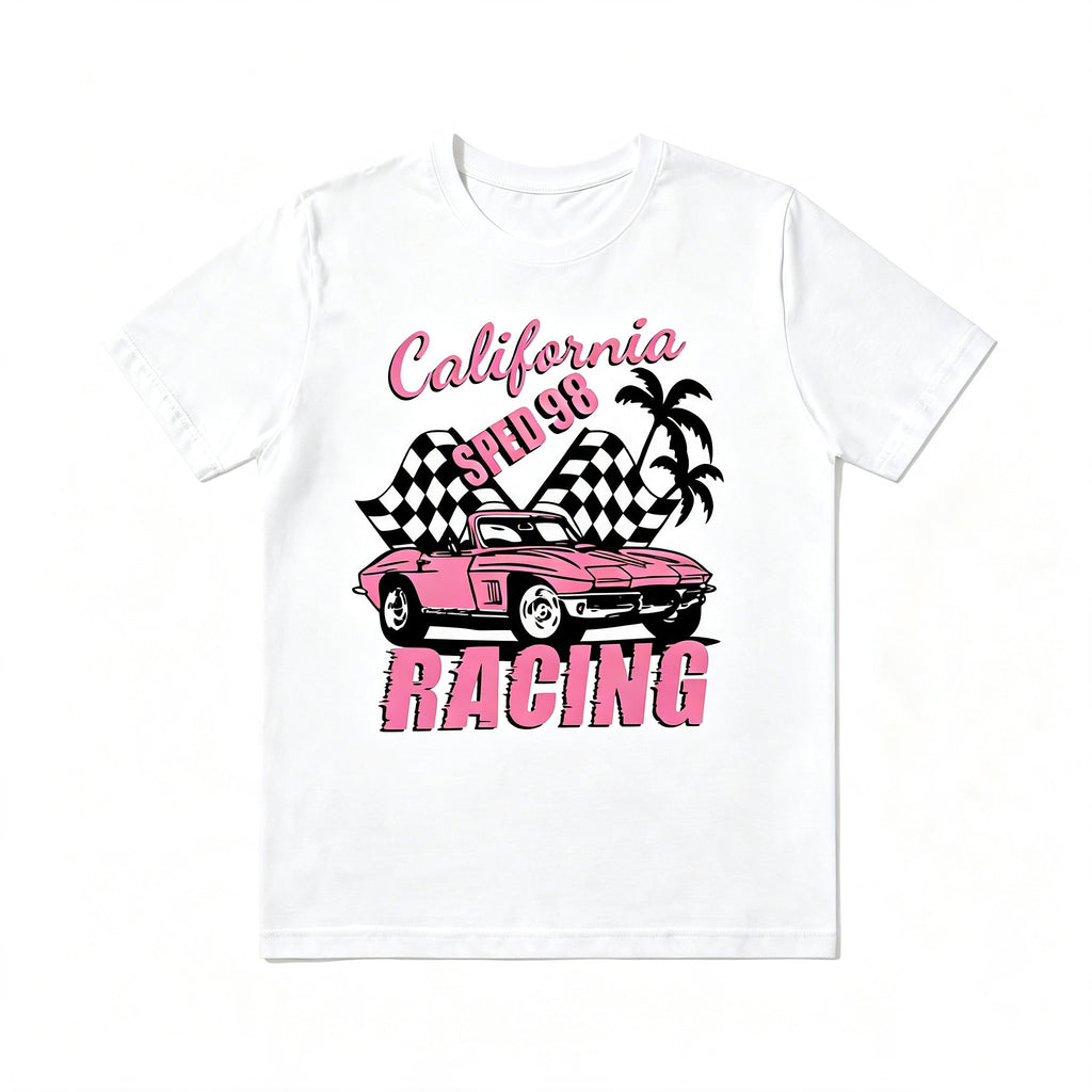 Retro Western Cowgirl California Racing Vintage Car Tee