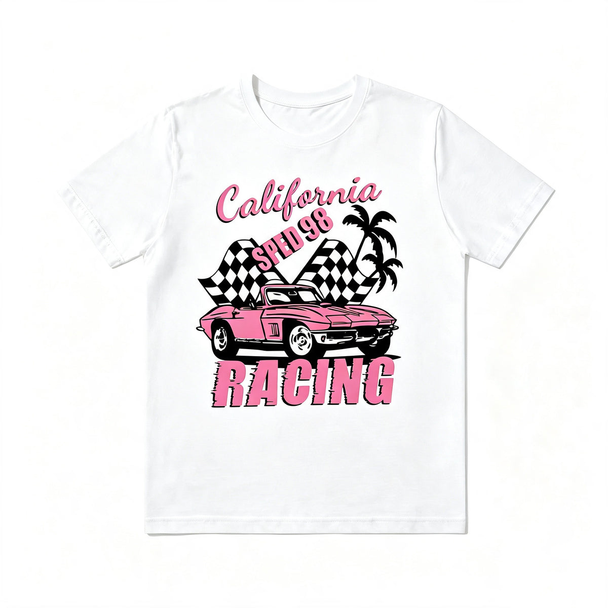 Retro Western Cowgirl California Racing Vintage Car Tee