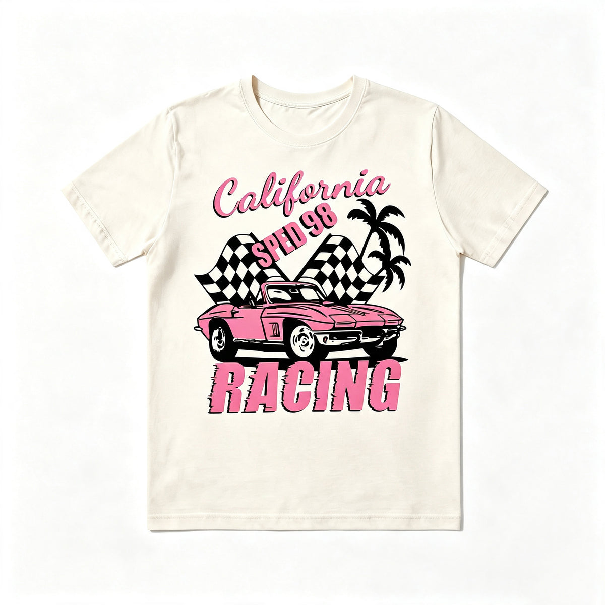 Retro Western Cowgirl California Racing Vintage Car Tee
