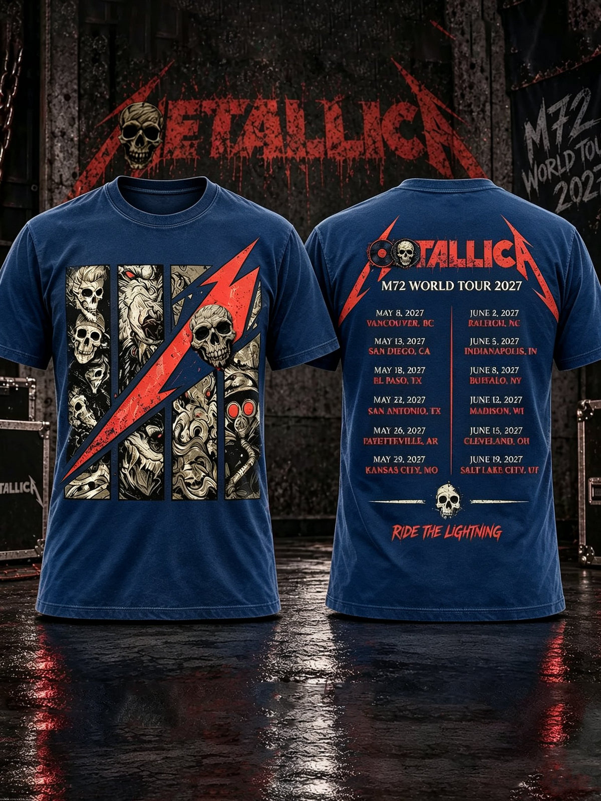 Men's Short-Sleeve T-Shirt with Music Tour Print