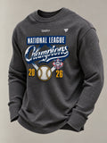 Men's Baseball Print Waffle Long Sleeve T-Shirt