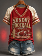 Women's Casual Football Print T-Shirt