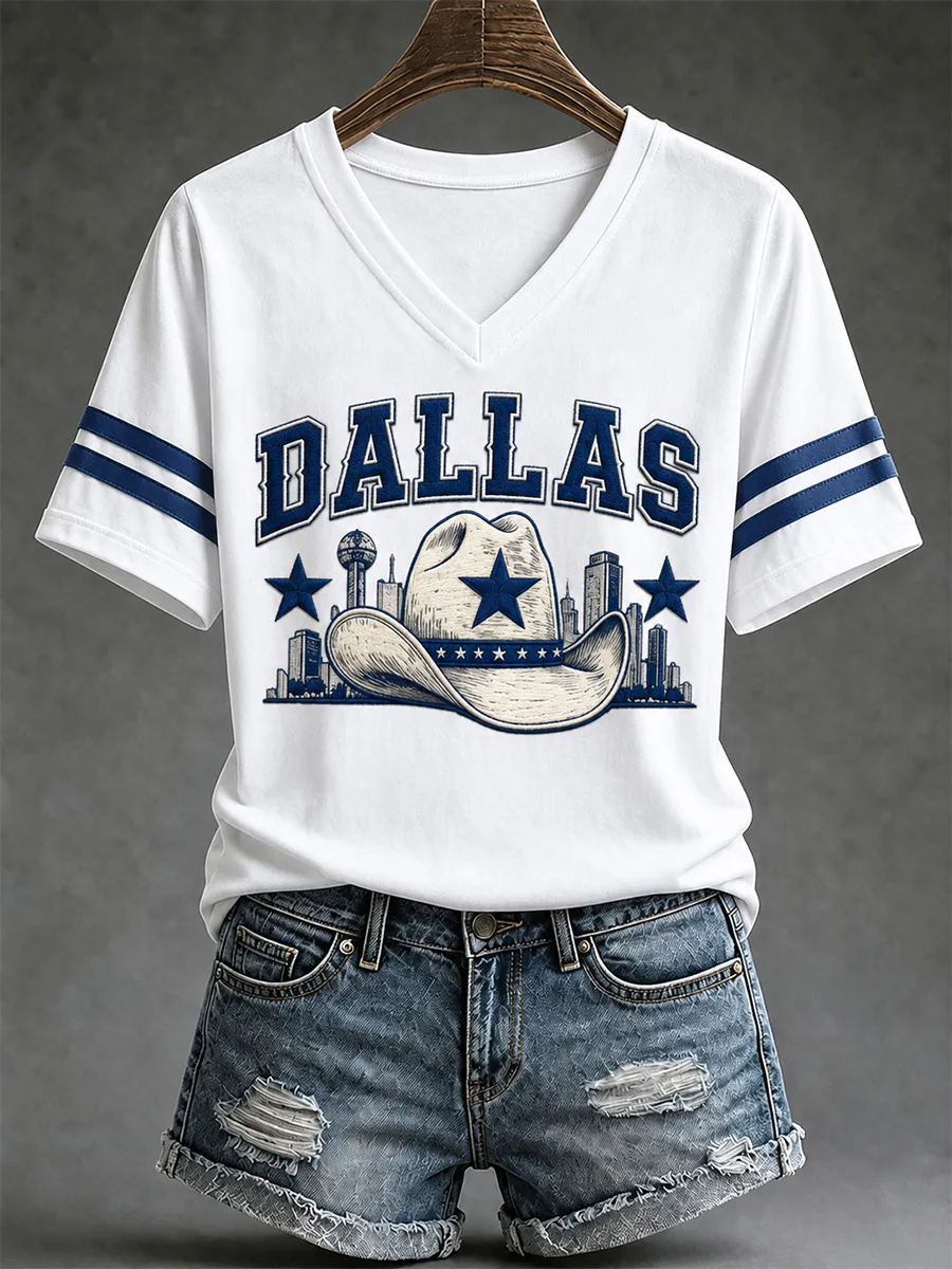 Women's Casual Football Print T-Shirt