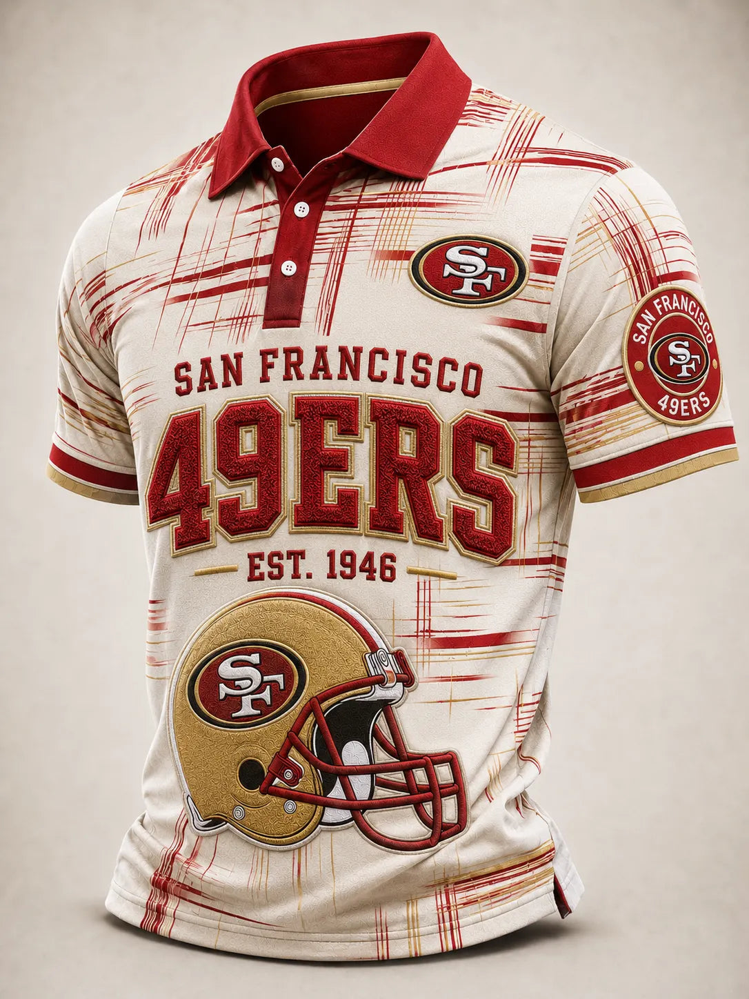 Men's Football Printed Short-Sleeve Polo Shirt
